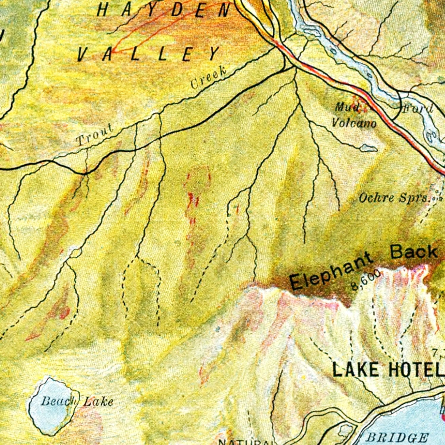 Restored historic details from the 1898 region map of County, Wyoming