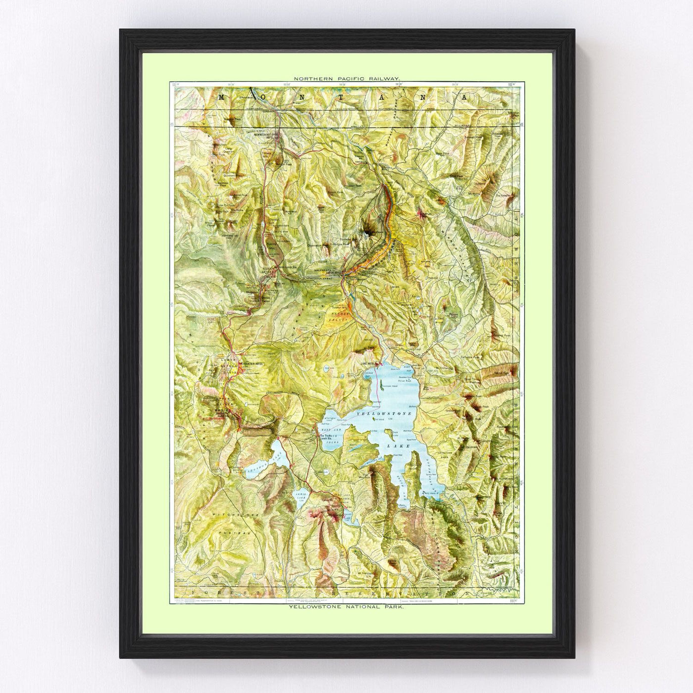 Yellowstone National Park Vintage Map 1898