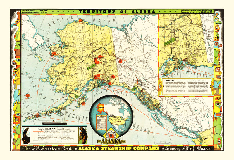 Size comparison using Vintage Map of Alaska 1936