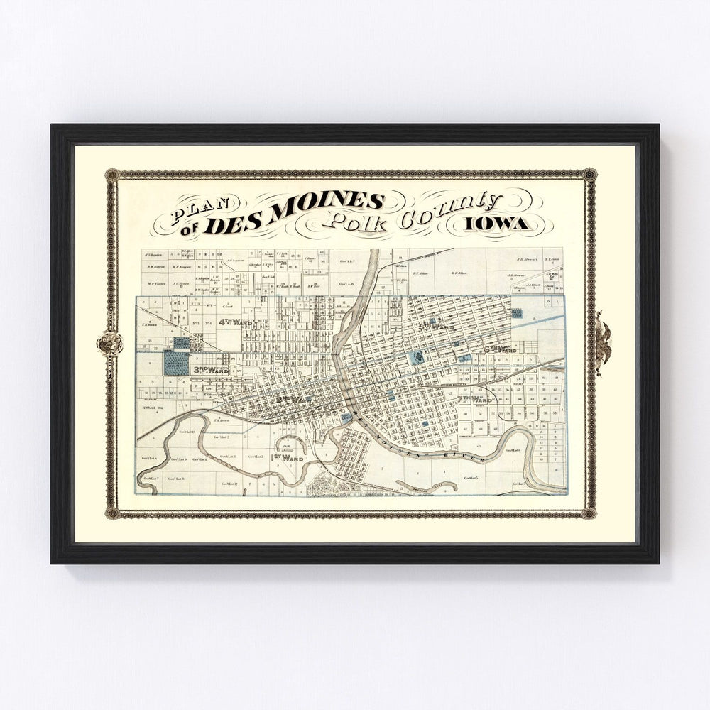Des Moines Vintage Map 1875