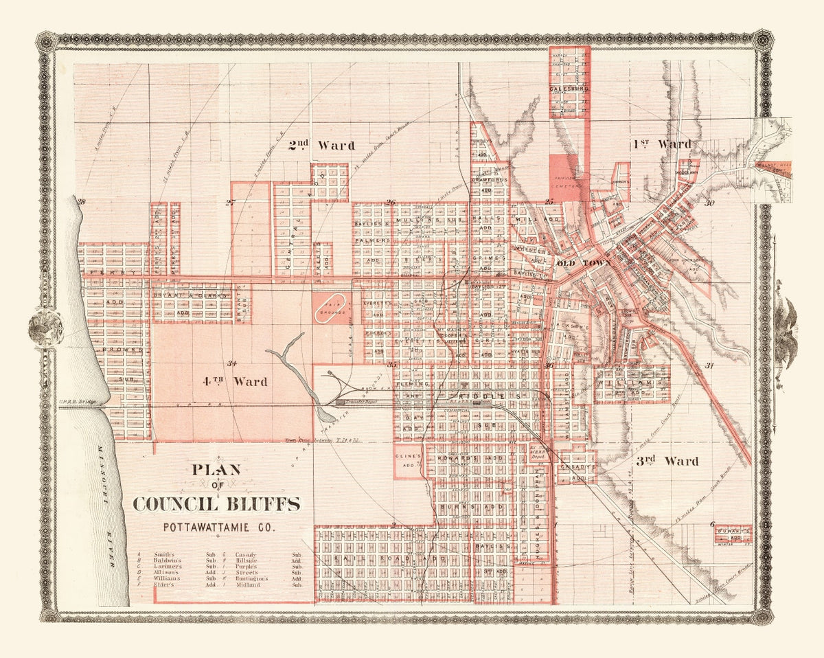Preview of Vintage Map of Council Bluffs, Iowa 1875