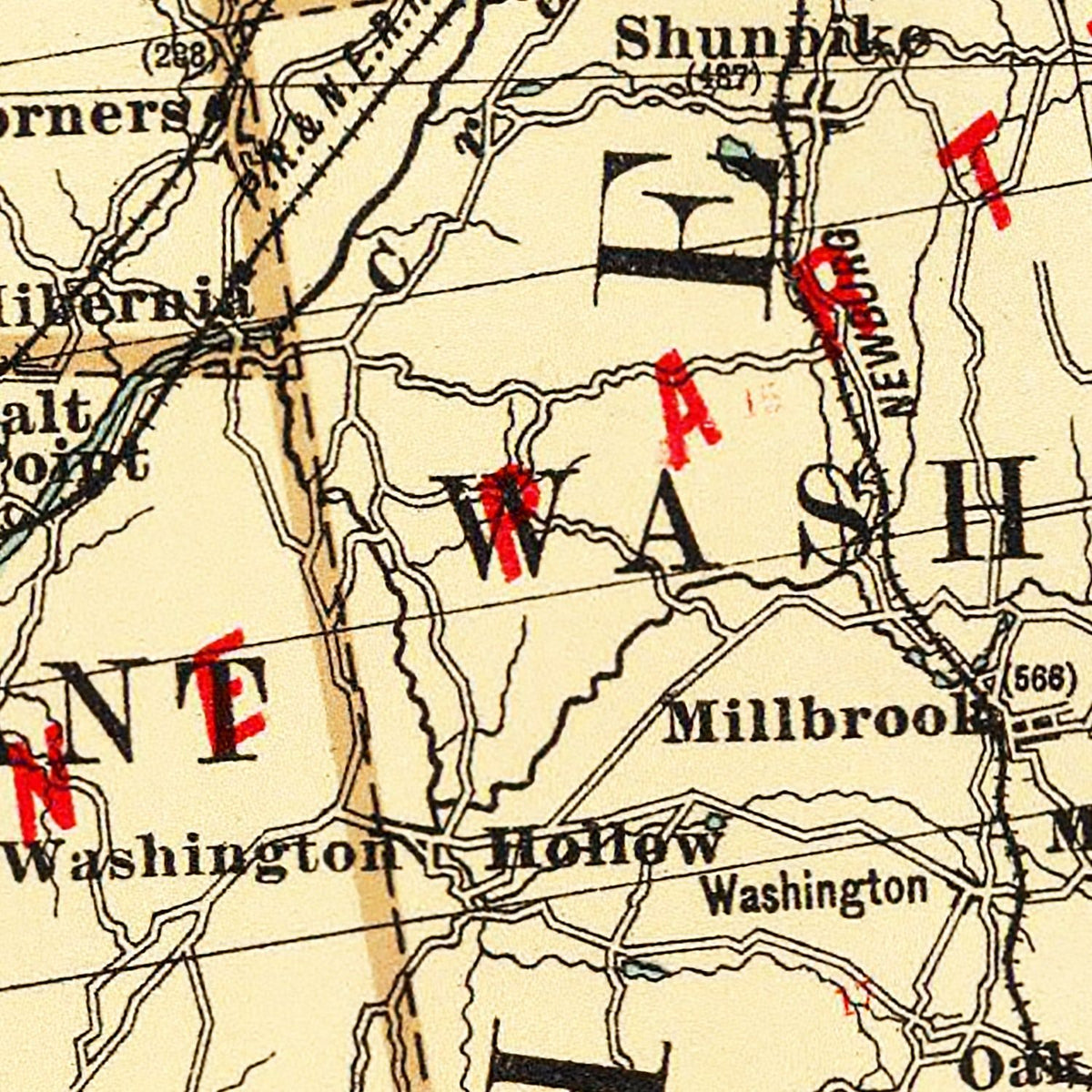 Restored historic details from the 1895 county map of Dutchess County, New York