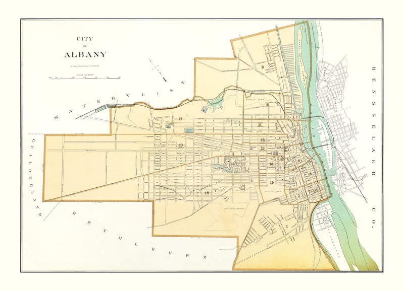 Size comparison using Vintage Map of Albany, New York 1895