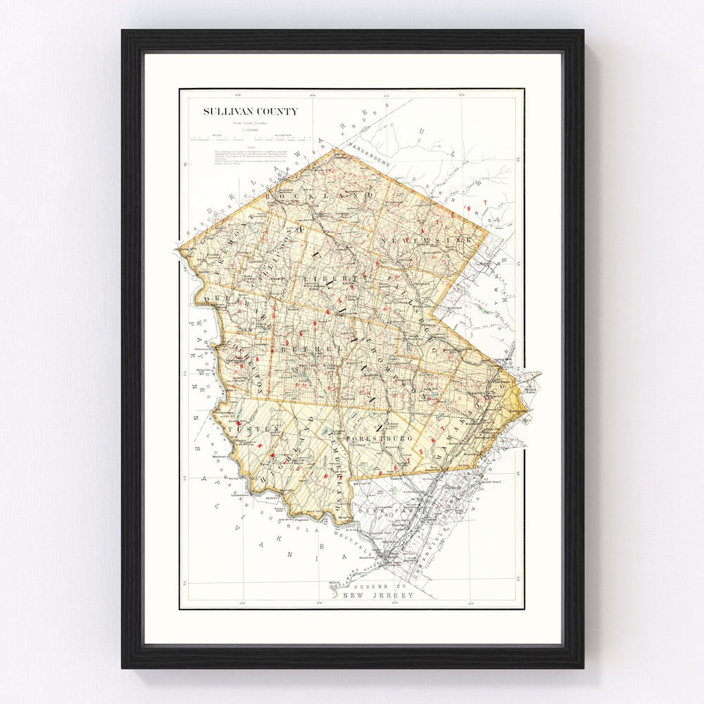 Sullivan County Vintage Map 1895