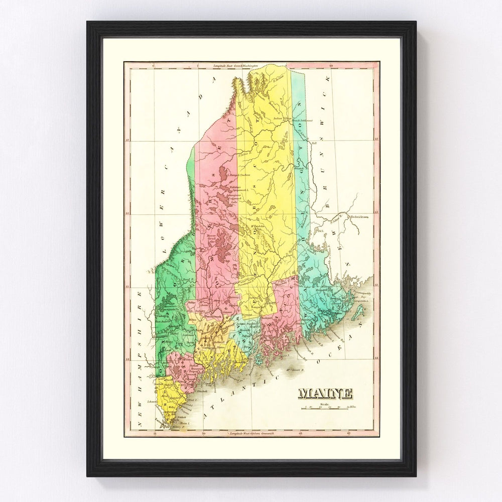 Maine Vintage Map 1831