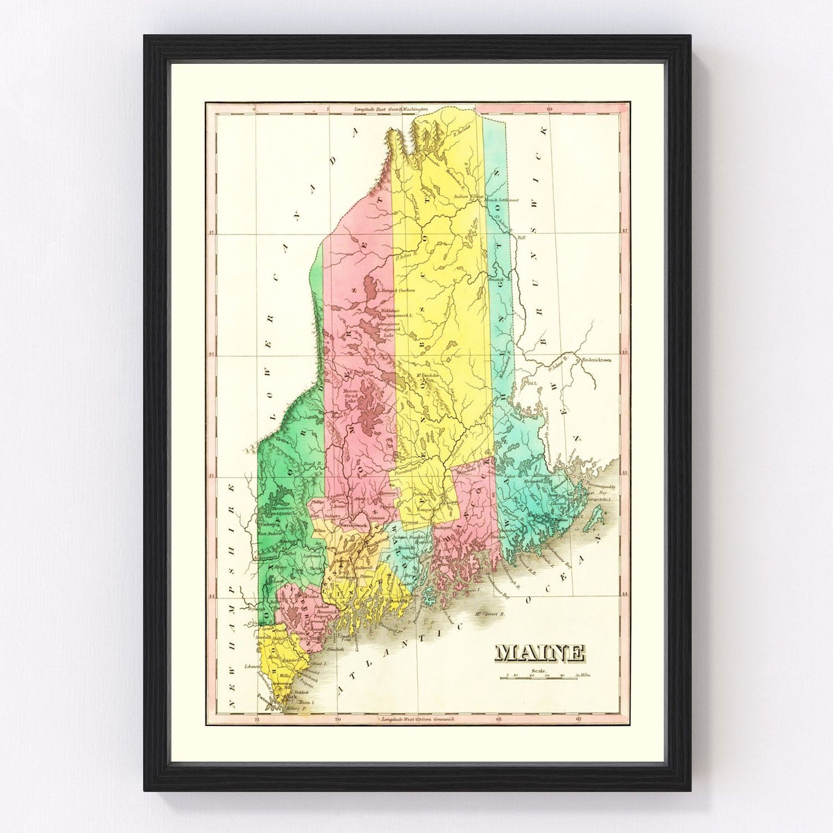 Maine Vintage Map 1831