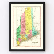 Maine Vintage Map 1831