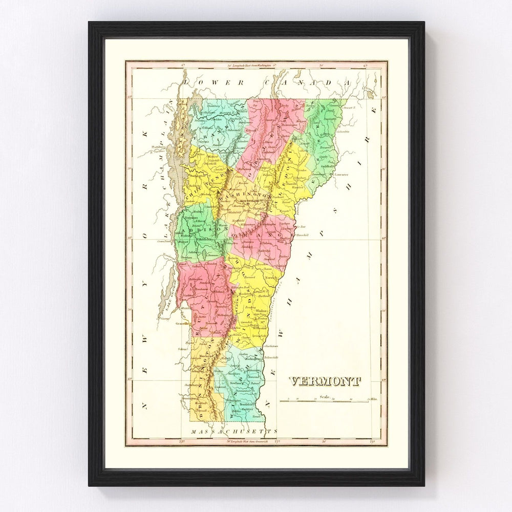 Vermont Vintage Map 1831