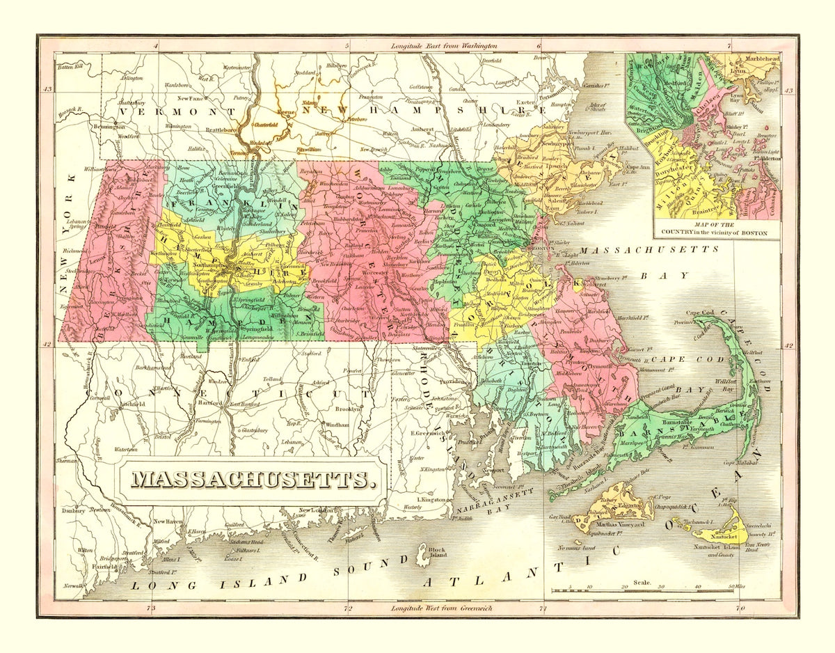 Preview of Vintage Map of Massachusetts 1831