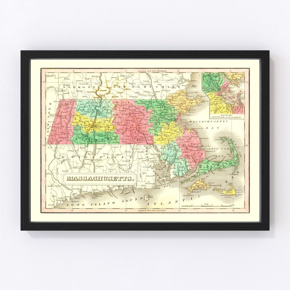 Massachusetts Vintage Map 1831