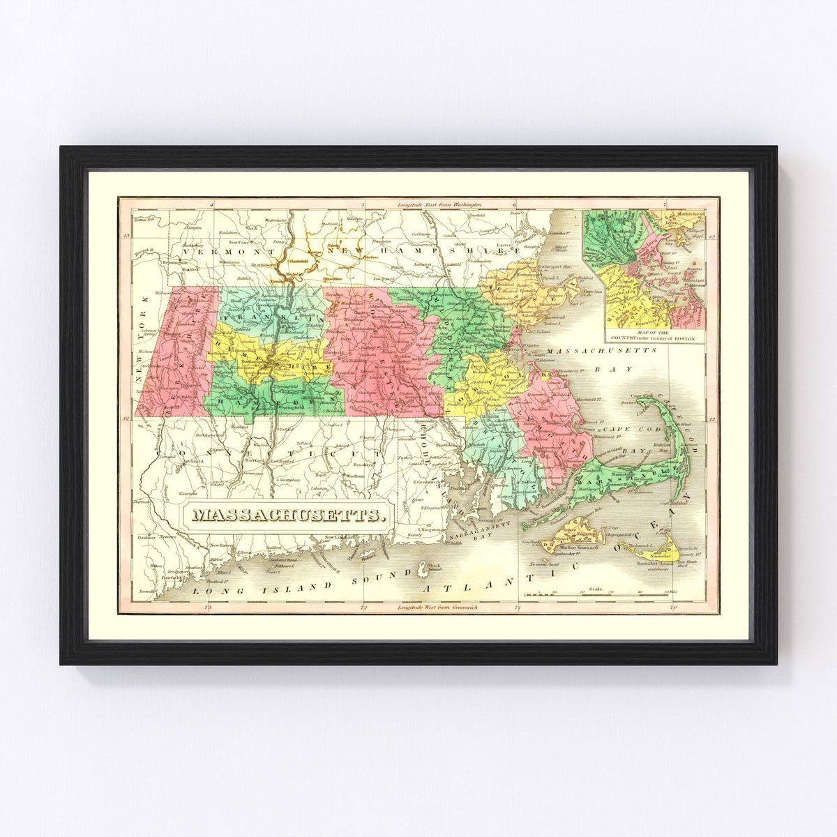 Massachusetts Vintage Map 1831