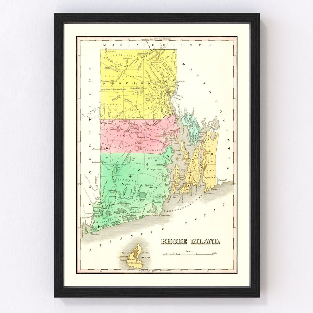 Rhode Island Vintage Map 1831