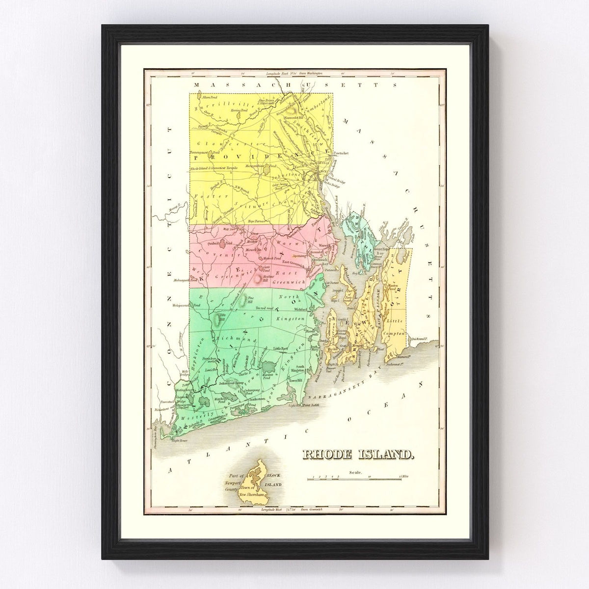 Rhode Island Vintage Map 1831