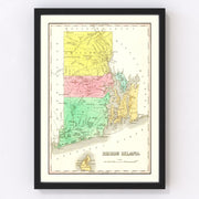 Rhode Island Vintage Map 1831