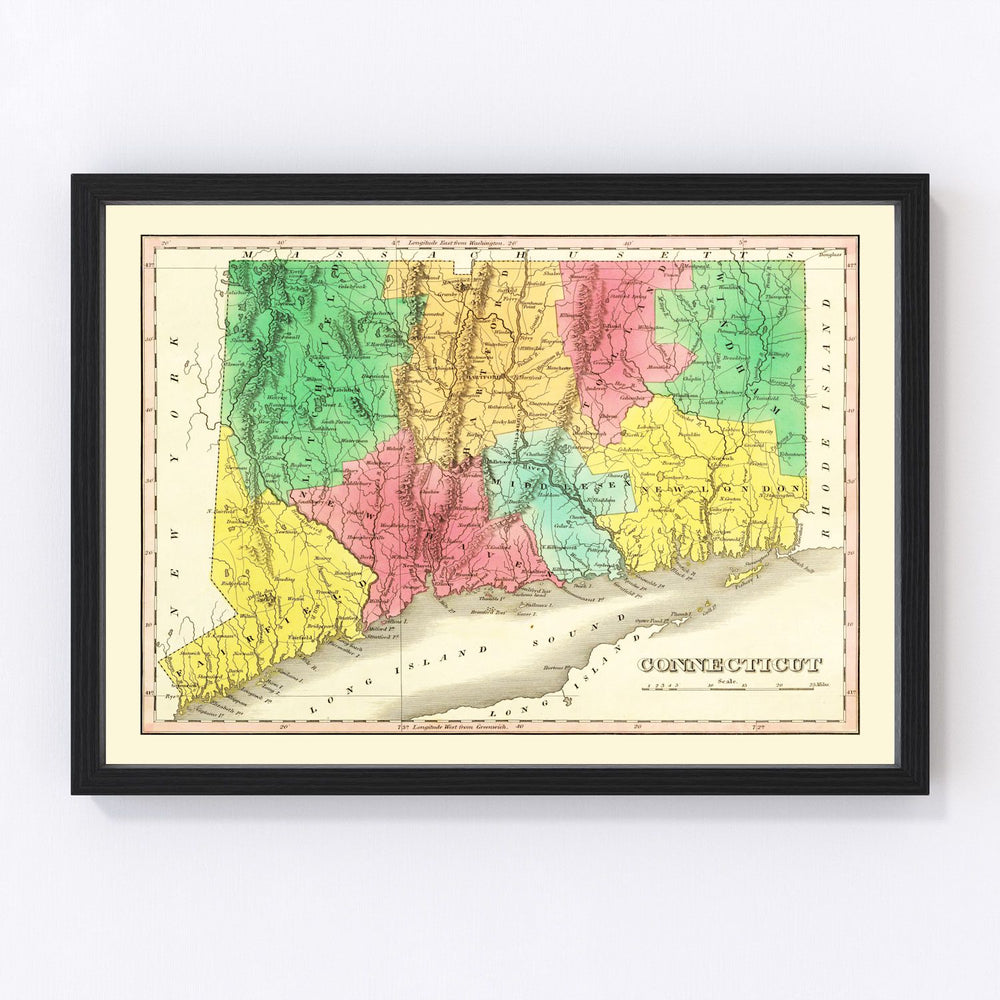 Connecticut Vintage Map 1831