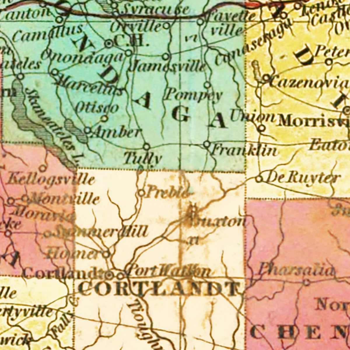 Restored historic details from the 1831 state map of County, New York