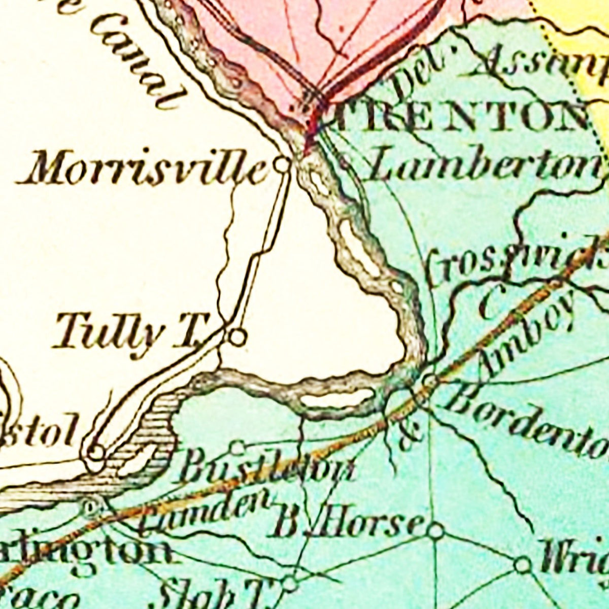 Restored historic details from the 1831 state map of County, New Jersey