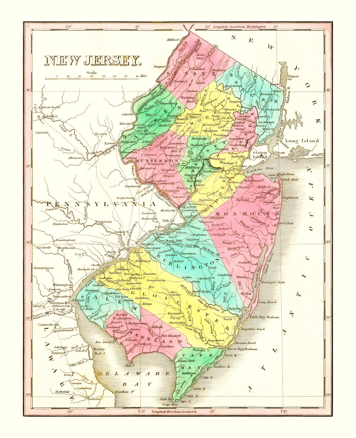 Preview of Vintage Map of New Jersey 1831
