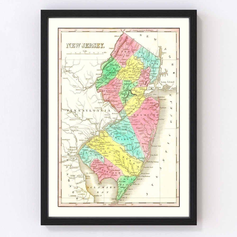 New Jersey Vintage Map 1831