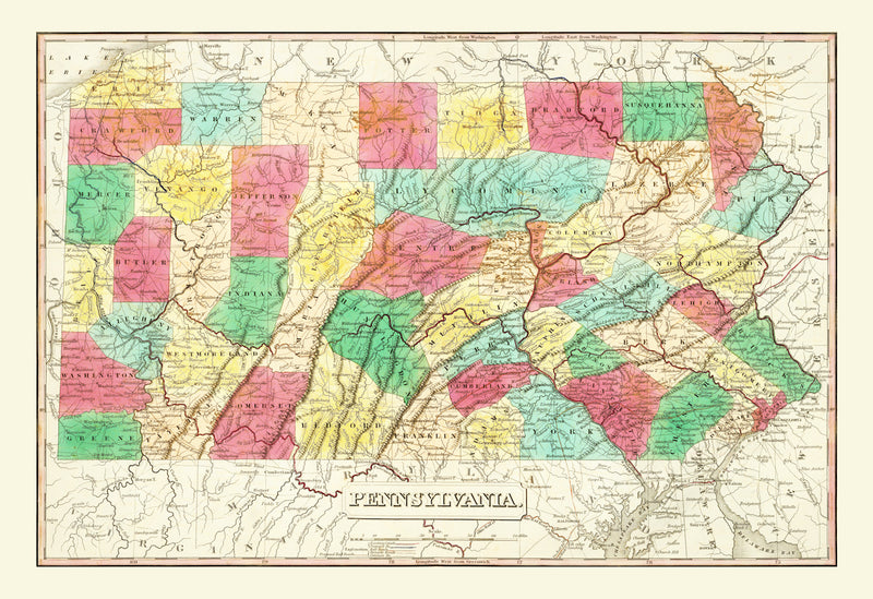 Size comparison using Vintage Map of Pennsylvania 1831