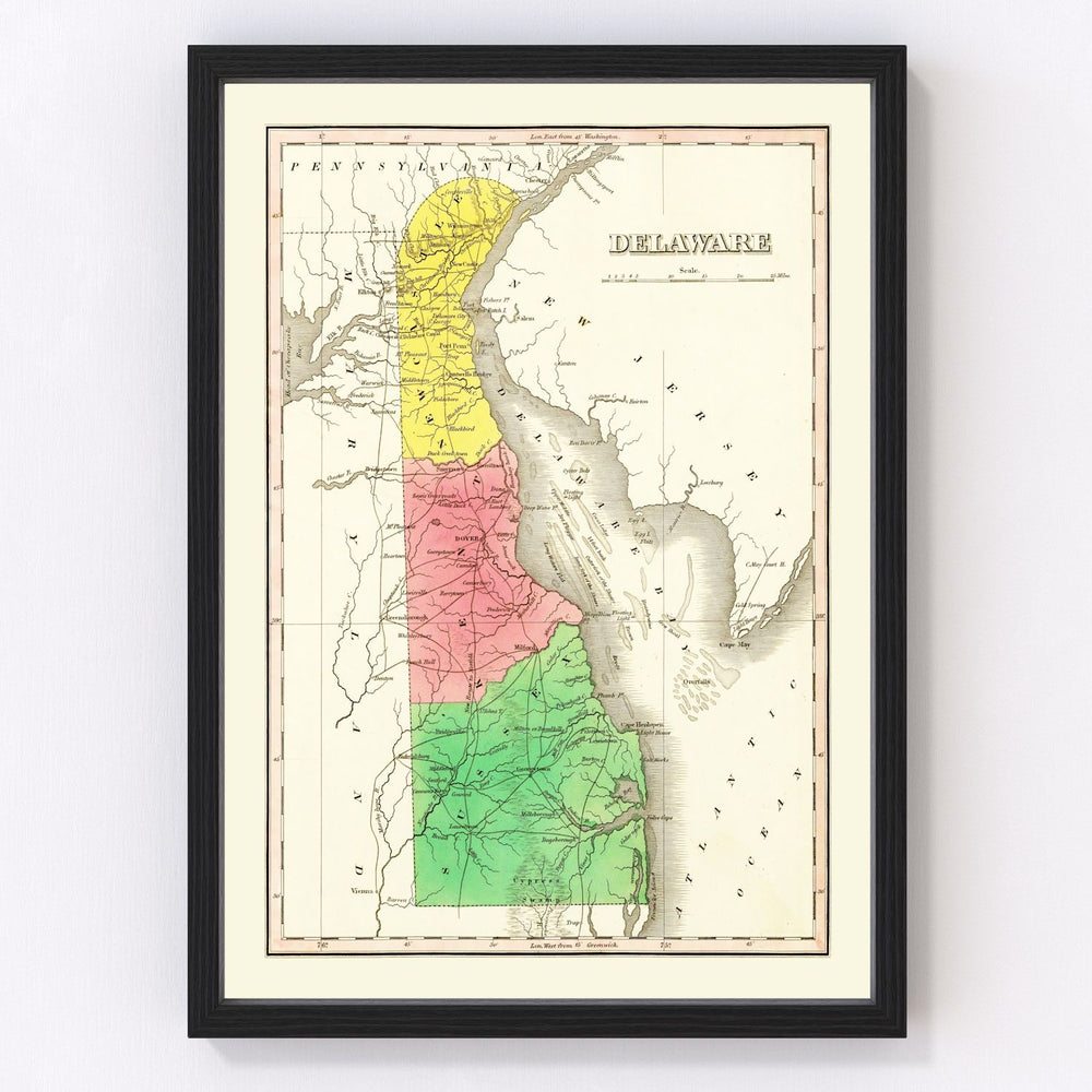 Delaware Vintage Map 1831