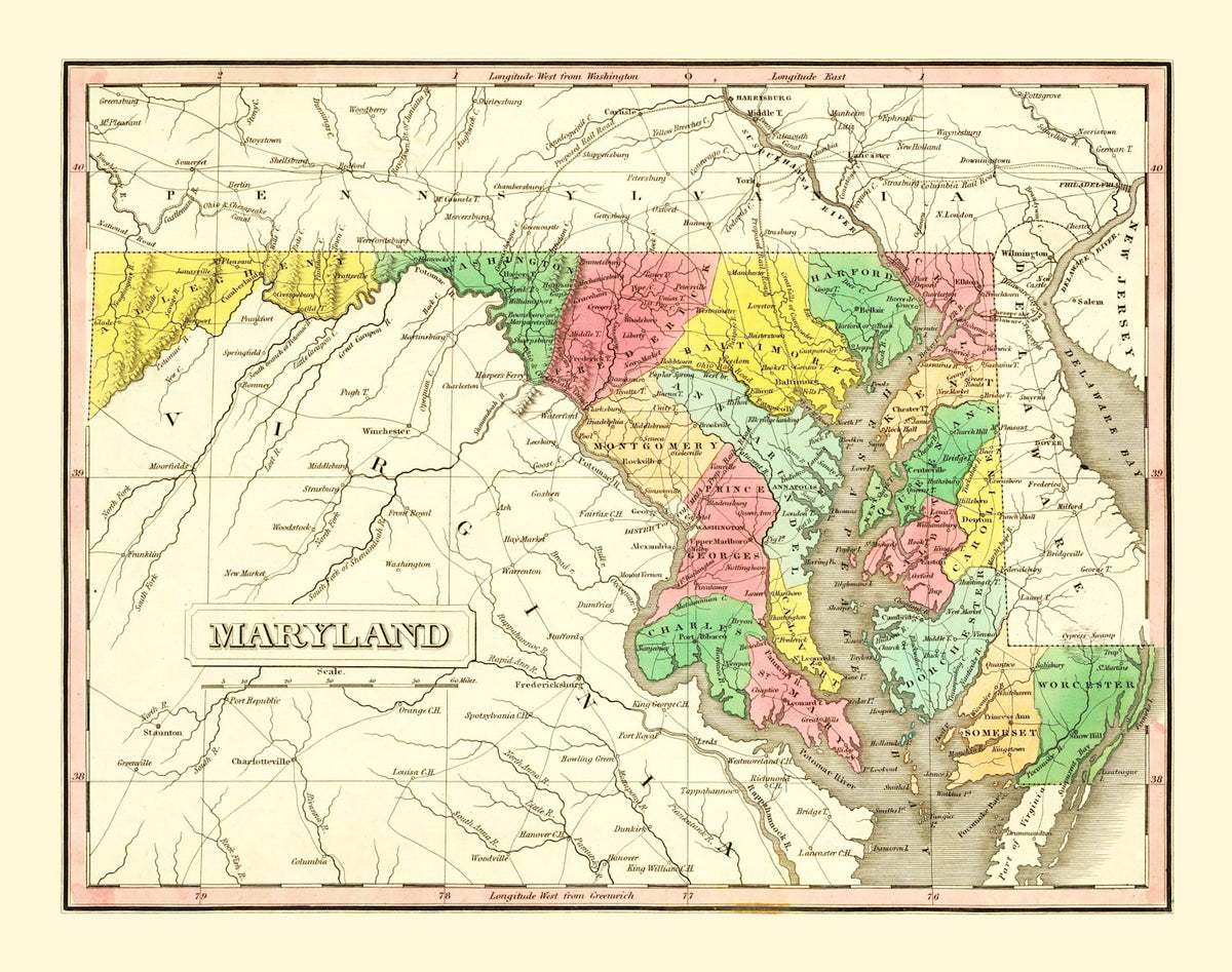 Preview of Vintage Map of Maryland 1831