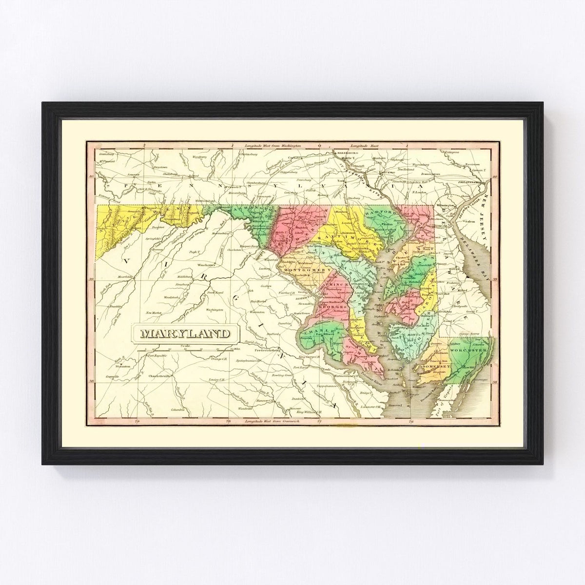 Maryland Vintage Map 1831