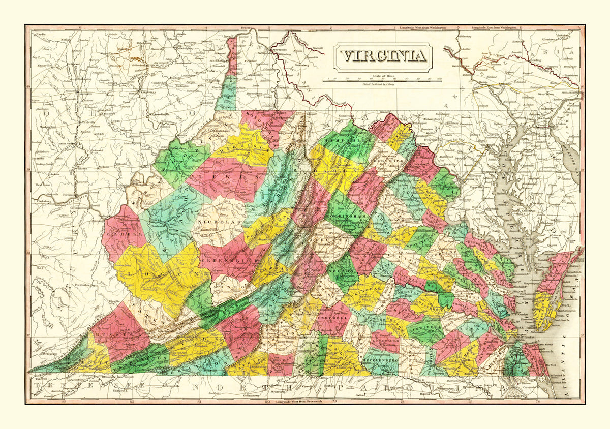 Preview of Vintage Map of Virginia 1831