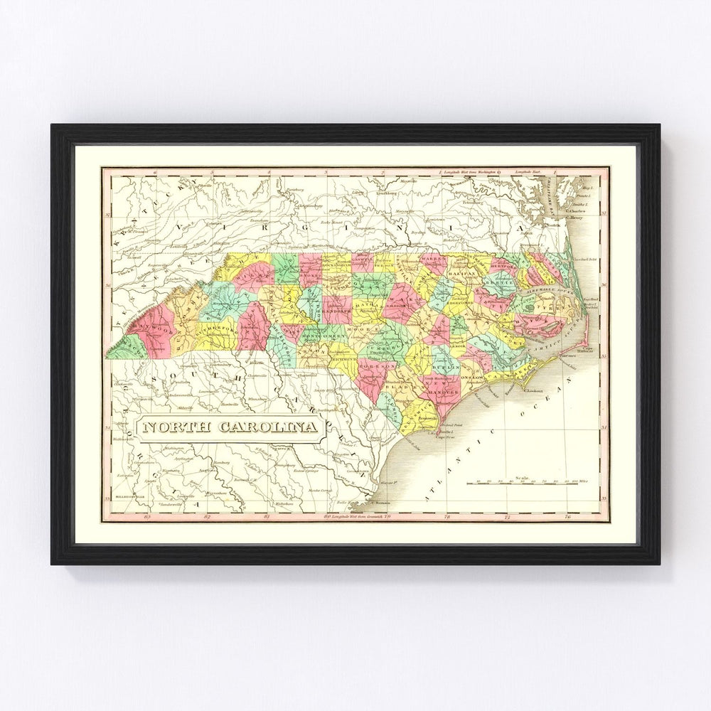 North Carolina Vintage Map 1831