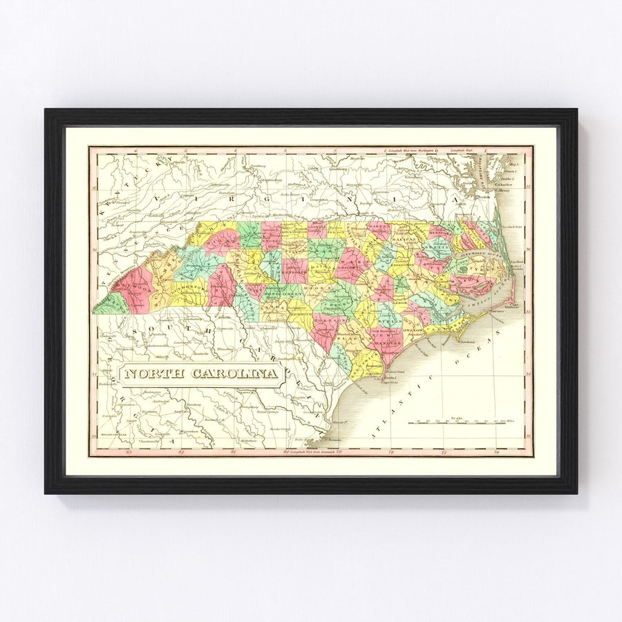 North Carolina Vintage Map 1831