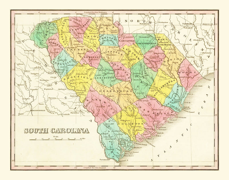 Size comparison using Vintage Map of South Carolina 1831