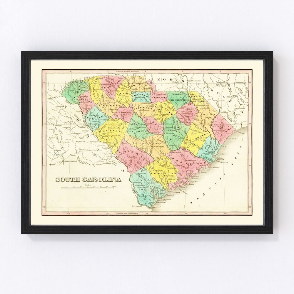 South Carolina Vintage Map 1831