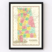 Alabama Vintage Map 1831