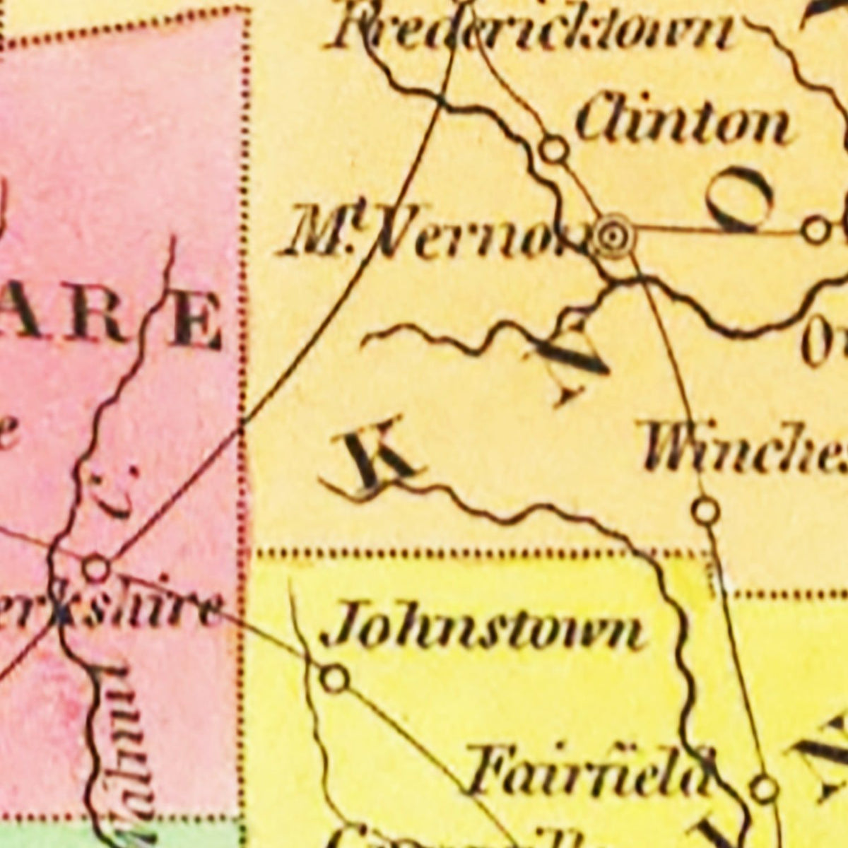 Restored historic details from the 1831 state map of County, Ohio