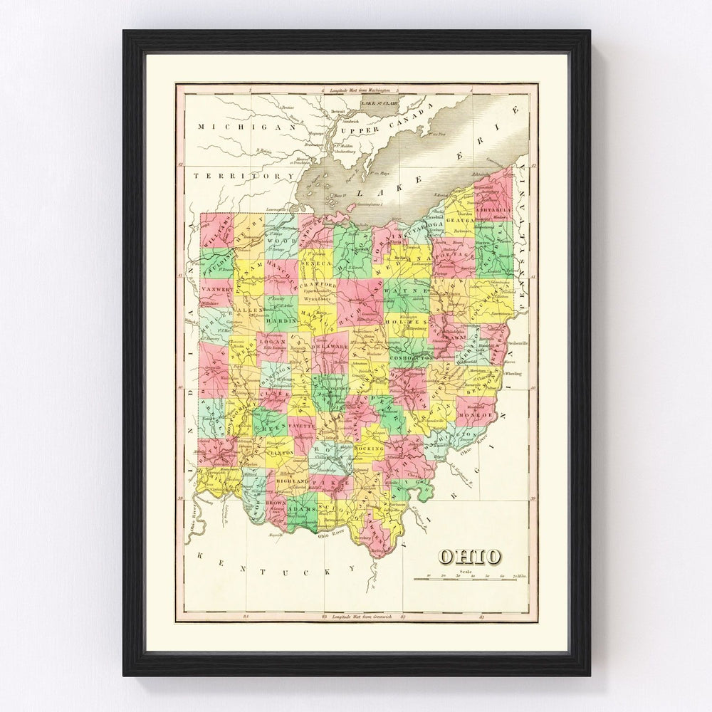 Ohio Vintage Map 1831