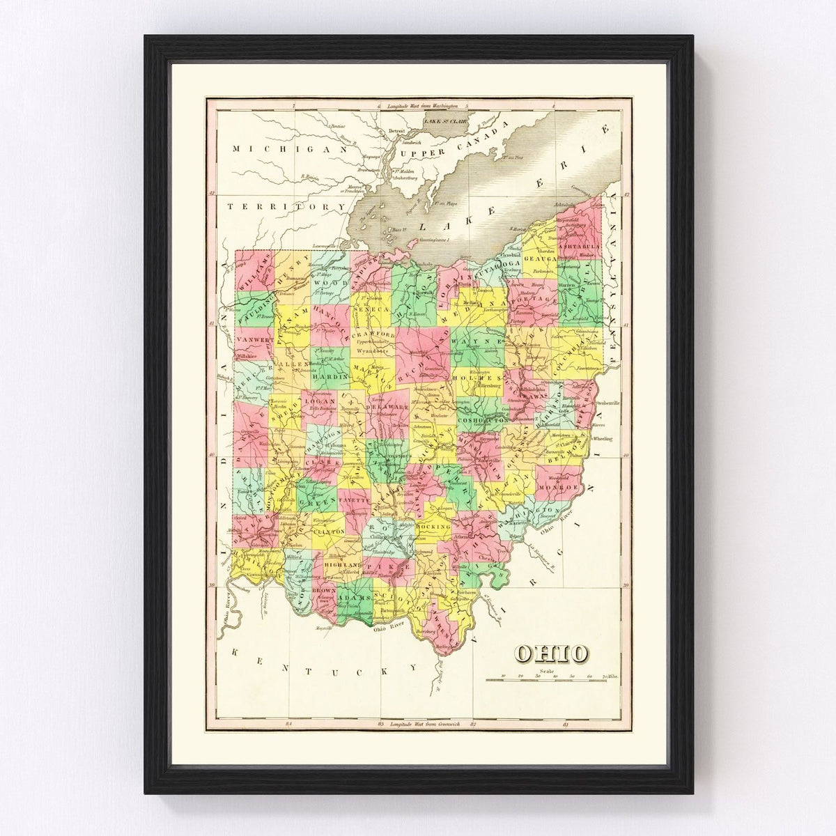 Ohio Vintage Map 1831