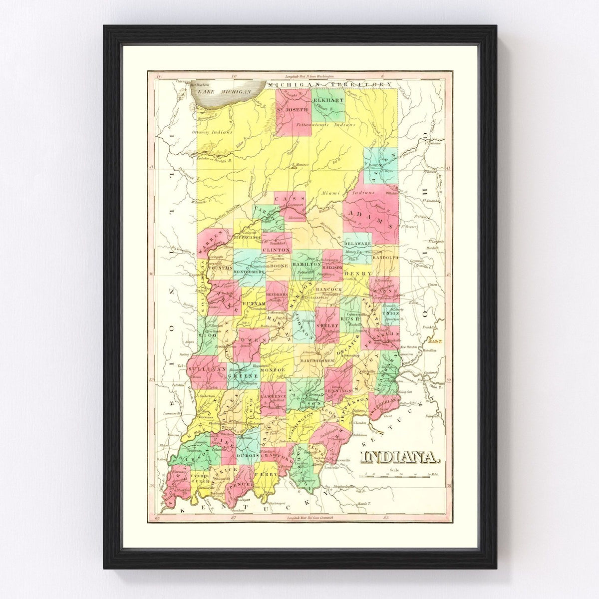 Indiana Vintage Map 1831