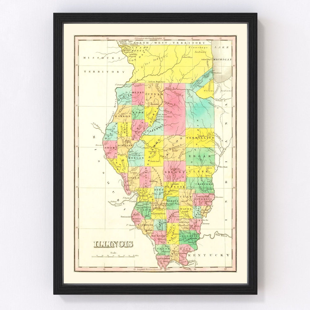 Illinois Vintage Map 1831