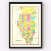 Illinois Vintage Map 1831
