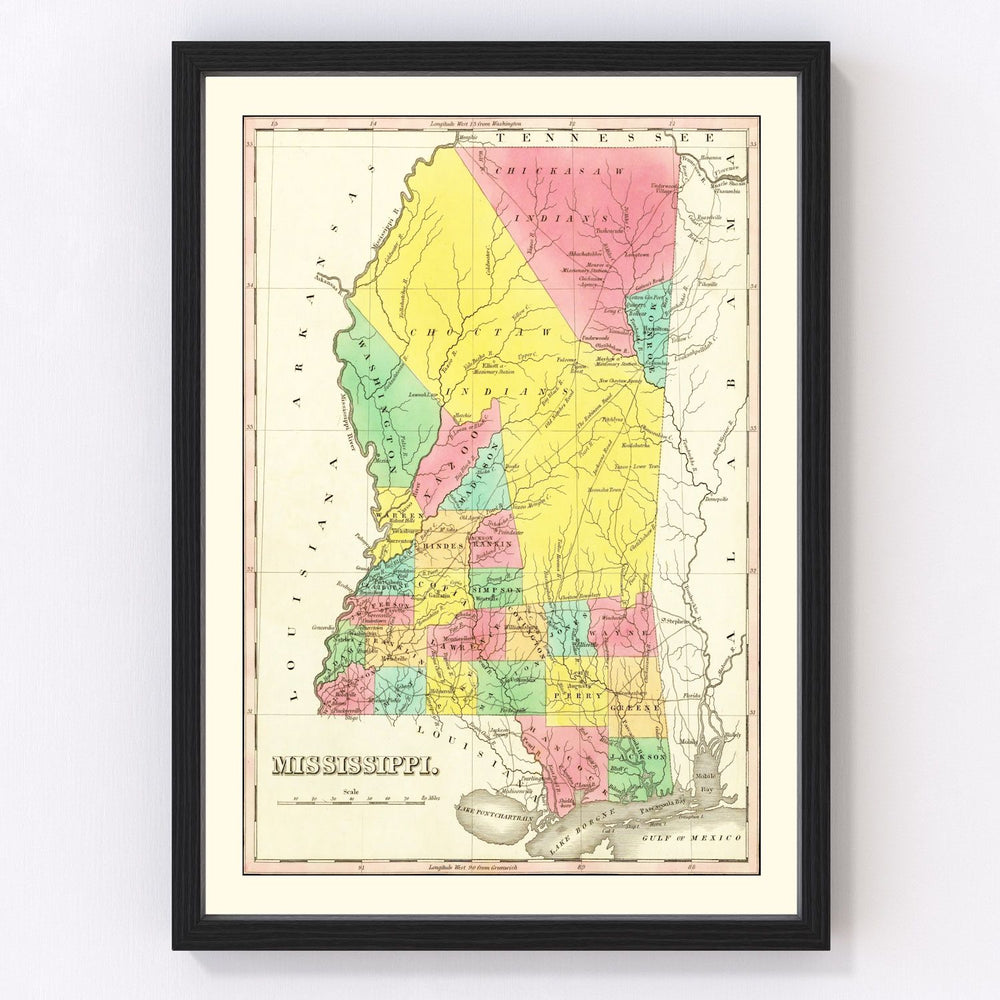 Mississippi Vintage Map 1831