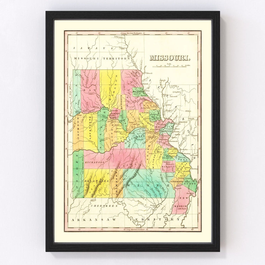 Missouri Vintage Map 1831
