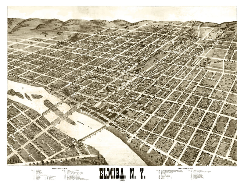 Size comparison using Vintage Map of Elmira, New York 1873