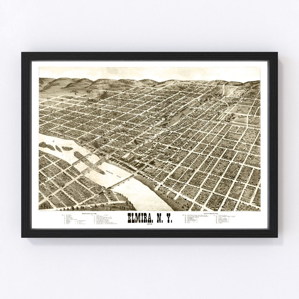 Elmira Vintage Map 1873