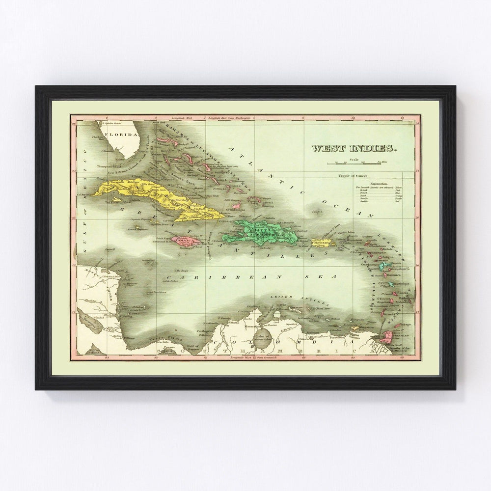 West Indies Vintage Map 1831