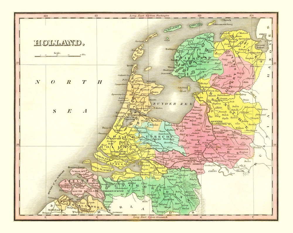 Vintage Map of Holland 1831 print style example