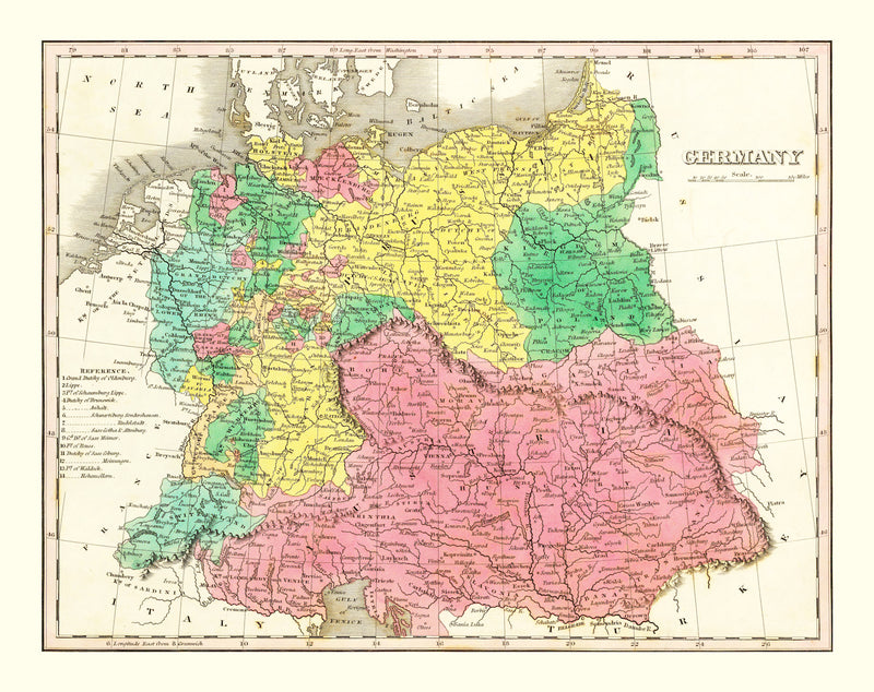 Size comparison using Vintage Map of Germany 1831