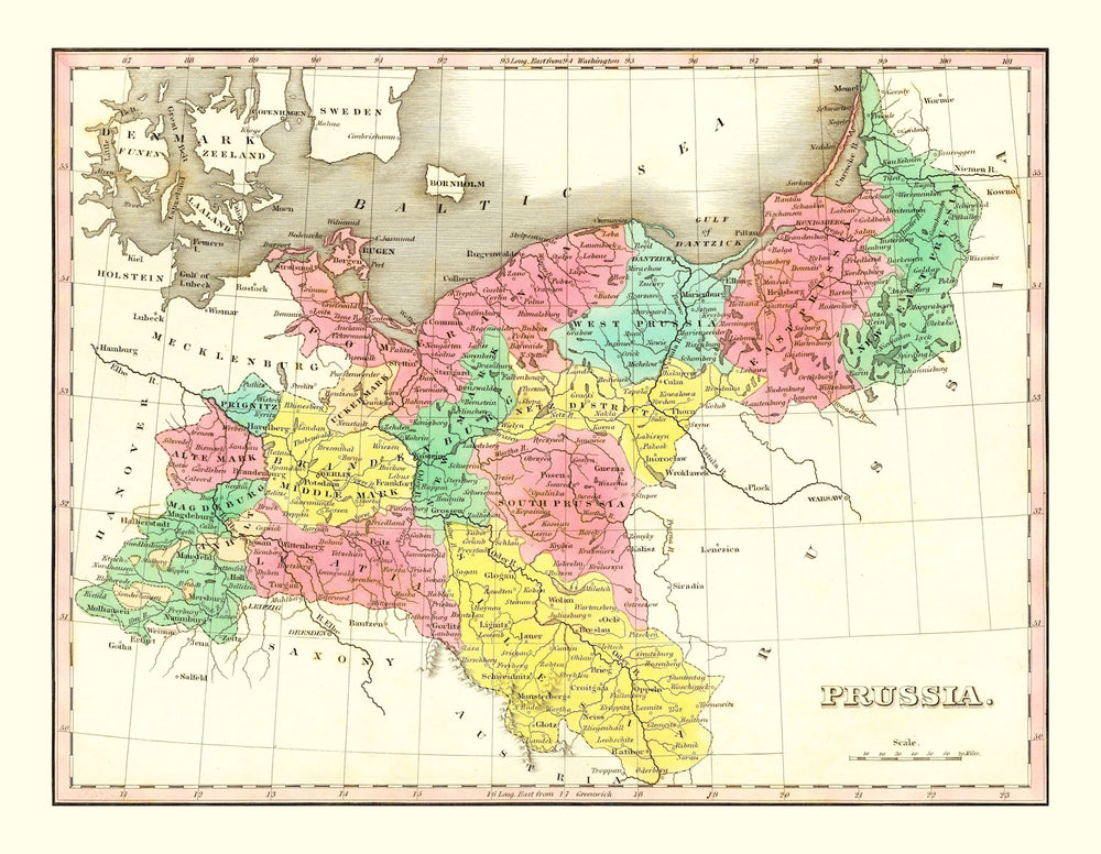 Vintage Map of Prussia 1831 print style example