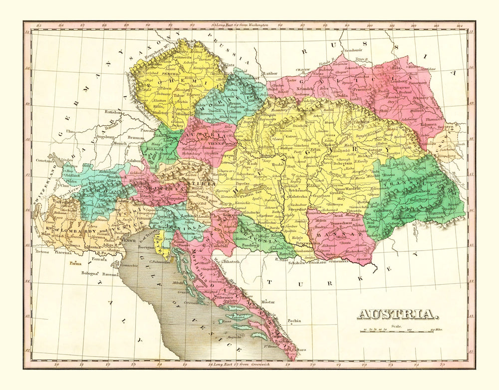 Vintage Map of Austria 1831 print style example