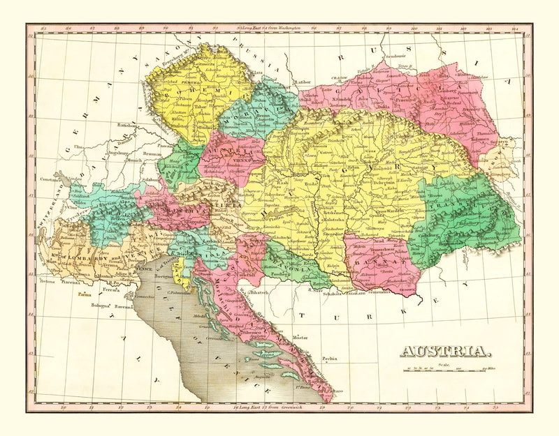 Size comparison using Vintage Map of Austria 1831