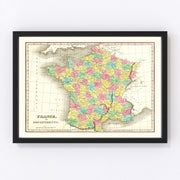 France Vintage Map 1831